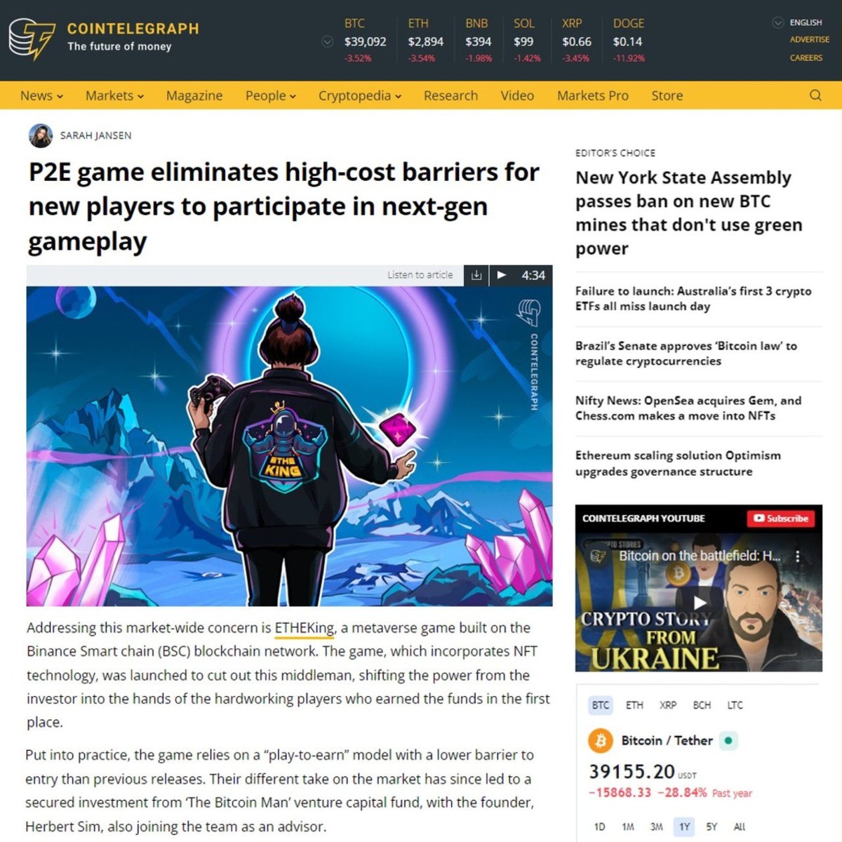 HerbertRSim's tweet photo. Proud to share that #PlayToEarnGame @ETHEKINGio I have invested into with https://t.co/t3Uhx6Ckbo venture fund is featured on #CoinTelegraph 👨‍🚀🚀

https://t.co/QNbpqNHMBU 

Check out https://t.co/yflyv5eG8A today! 🎮👑

#ETHEking #CoinTelegraph #BitcoinMan #PlayToEarn #Play2Earn https://t.co/LkQffCzi4x