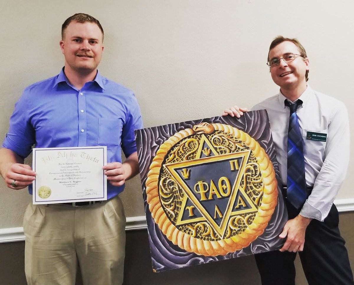 NSUHistory's tweet photo. Congratulations to #NSUOKHistory Phi Alpha Theta Inductees Jordan Robbins, Matthew Wagner, and Brandi Nibbelink https://t.co/xN28scMn5a