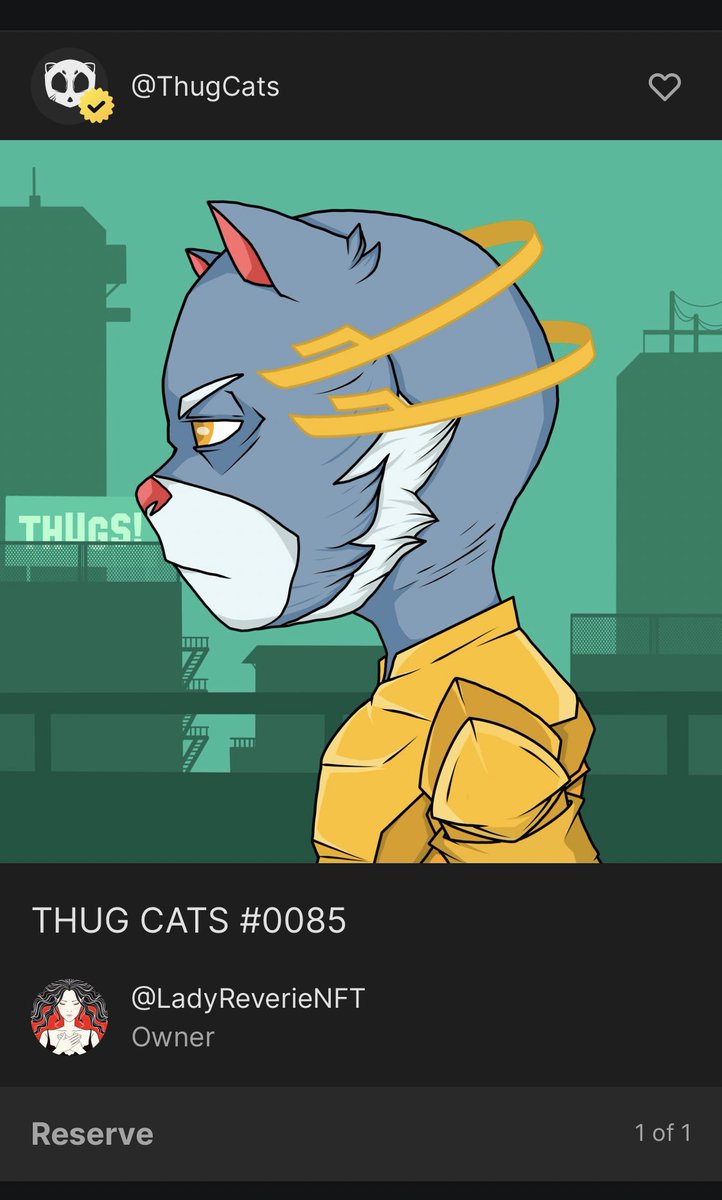 thanksss fam <a href="/LadyReverieNFT/">Lady Reverie</a> for purchasing thug cats! really appreciate it, have a great day ahead 🔥🔥✨