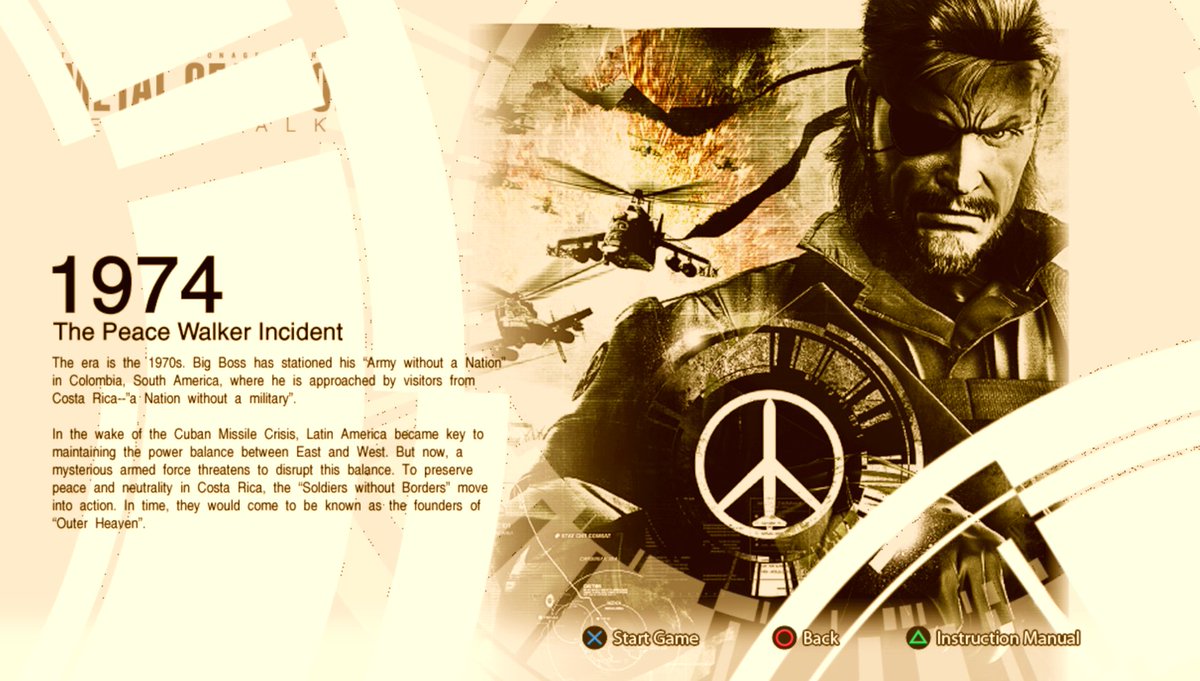 The Era is 1970s.. ' The Peace Walker Incident ' ☮️ #MGSPeaceWalker  #KojimaProductions #MGSPW, image size:1200x681