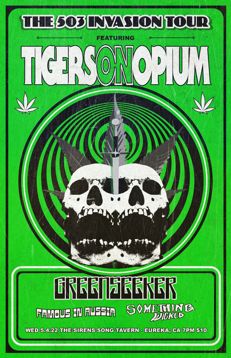 Greenseeker (@greenseekerpdx) on Twitter photo California here we come! Stoked to be joining <a href="/tigersonopium/">Tigers on Opium</a> for these three shows next week. 🔥🤘#tour #stonerrock #showposters #heavyjams California here we come! Stoked to be joining <a href="/tigersonopium/">Tigers on Opium</a> for these three shows next week. 🔥🤘#tour #stonerrock #showposters #heavyjams