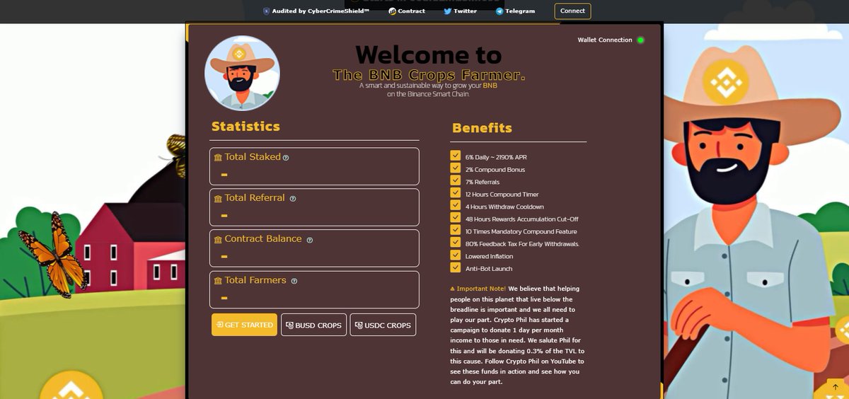 New Upcoming!! #BNBCropsFarmer 🦋 🚜🐝👨‍🌾

🌾6% Daily ~ 2190% APR
🌾2% Compound Bonus
🌾7% Referrals
🌾4.5% Fee
🌾  #BakedBeans Fork
🌾Anti-Bot Launch
🌾Launch in Less then 14 Hours

bnb.cropsfarmer.online