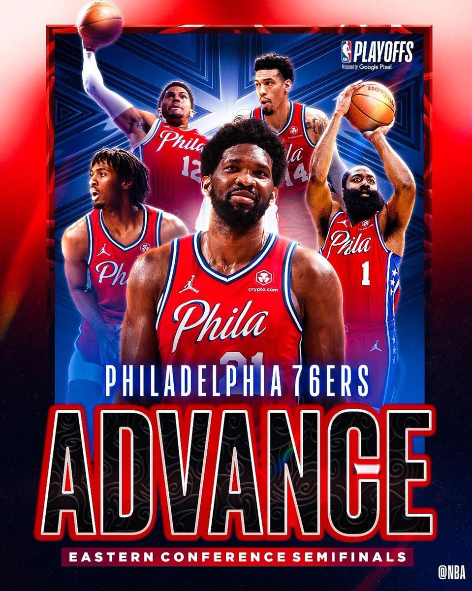 tendeportiva_rd's tweet photo. Los Philadelphia 76Sixers derrotaron a los Toronto Raptors 132 - 97, para de ésta manera avanzar a la 2da ronda.
#nba #nbafans #basketball #baloncesto #nbaplayoffs #firtsround #philadelphia #sixers #embiid #green #harden #maxey #harris #tendenciadeportivarRD https://t.co/Js7FmMJtop