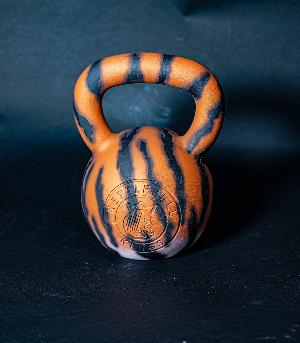 Tiger stripe on this bell for kettlebell kings custom shop. The white belly is killing me.