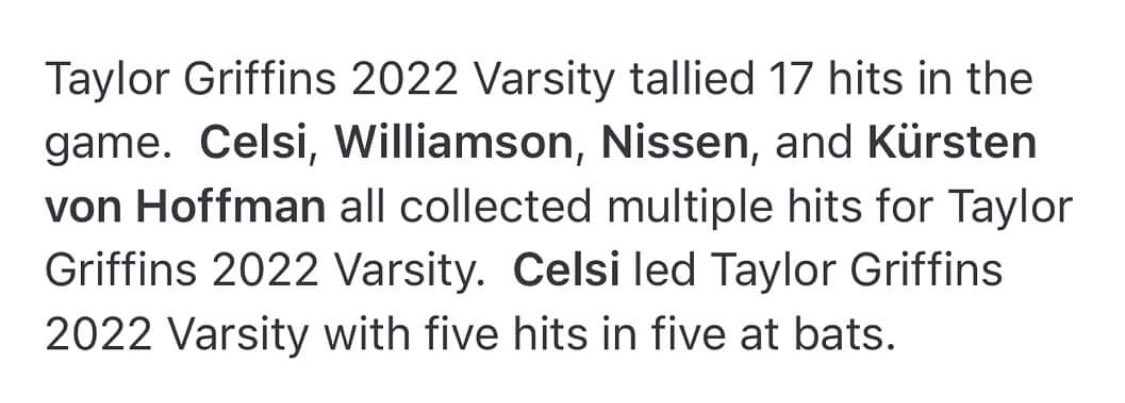 breannacelsi's tweet photo. hard fought game today @SoftballGriffin , went 5 for 5 at the plate today with 5 singles, 2 RBIs. 3 for 3 at shortstop. Game tomorrow against Crestwood. @UMDearbornSB @CUAA_Softball @ADRIAN_SOFTBALL @ford_2019 https://t.co/YnUIn6NFL9