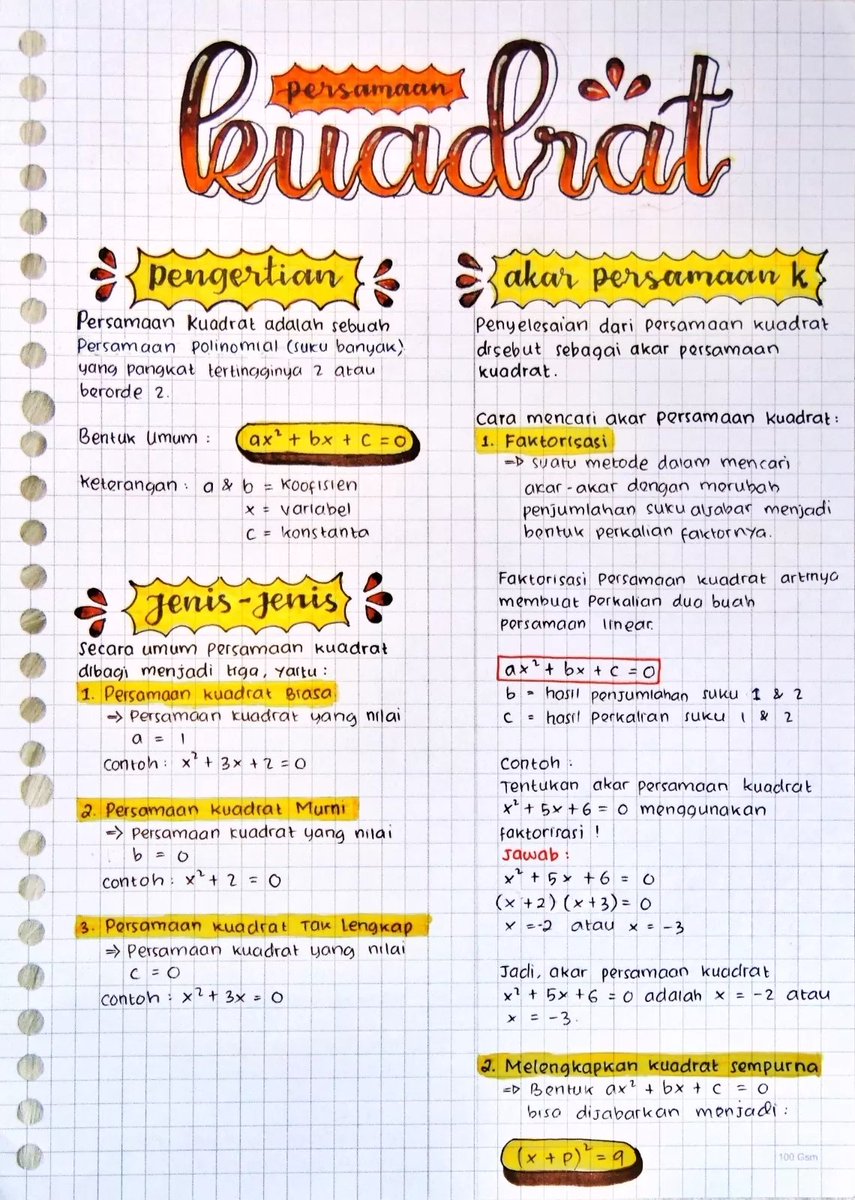 clearnote_id's tweet photo. Catatan pertama hari ini adalah catatan Persamaan Kuadrat oleh Fychart dalam kategori Ilmu Murni-Mahasiswa di Clearnote!👇
https://t.co/eIw4q3zFg4
#studytwt #ambistwt #AMBISVERSE #clearnote https://t.co/PSRmBwEg0H
