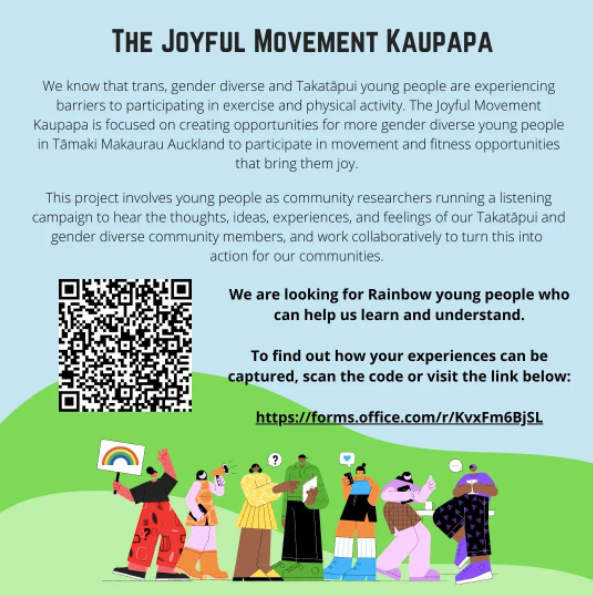Our friends over at CAYAD are working with some talented co-researchers to explore what Joyful Movement means for young rainbow people. 

CAYAD would love as many young people to do a short survey to share their of movement experiences! 

forms.office.com/pages/response…