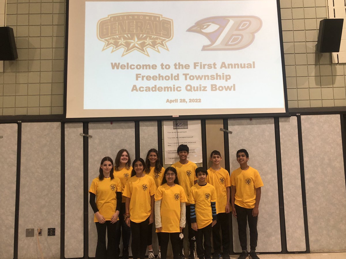 BLoganDDE's tweet photo. So proud and honored to be a part of the First Annual Freehold Township Academic Quiz Bowl! Well done Mr. Tansey, Mr. Krupp &amp; Mr. Baker @DDEBaker #GoooooooGenerals #giantcointoss #historyinthemaking https://t.co/NK7cA2Rs25