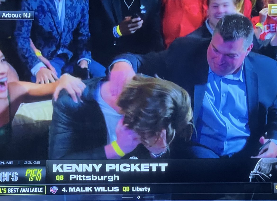 CavslnFour's tweet photo. Kenny Pickett finding out he has to go up against Myles Garrett twice a year. https://t.co/Oo3booXECl