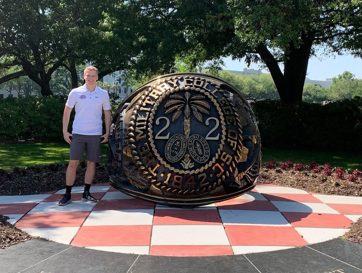 Supersave23's tweet photo. Had a great visit with Coach Kut today at The Citadel. It’s a beautiful campus. Excited and looking forward to my future at The Citadel. #FutureBulldog #CitadelStrength https://t.co/WwzSxSVoId