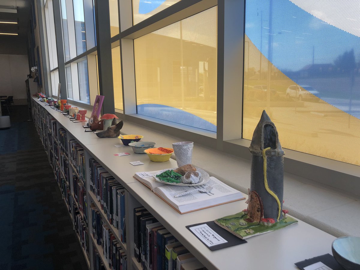 lrothmier's tweet photo. Today was the annual art fair held in the library. It truly transformed the space into a museum of incredible artwork! #gvlibraries https://t.co/bvUtPuA7GC