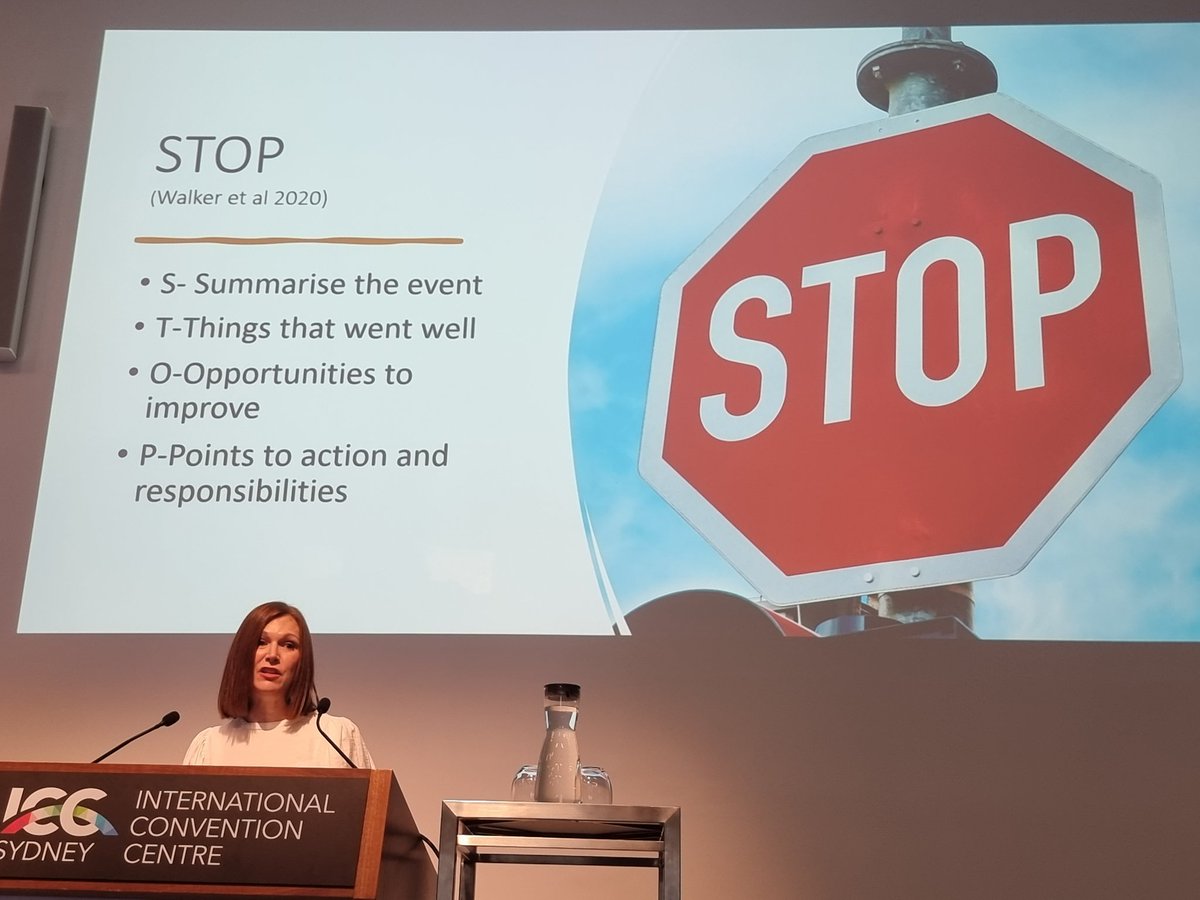 A framework to running a hot debrief <a href="/LizCrowe2/">Dr Liz Crowe (she/her)</a> #2022ASMSydney #PedsICU