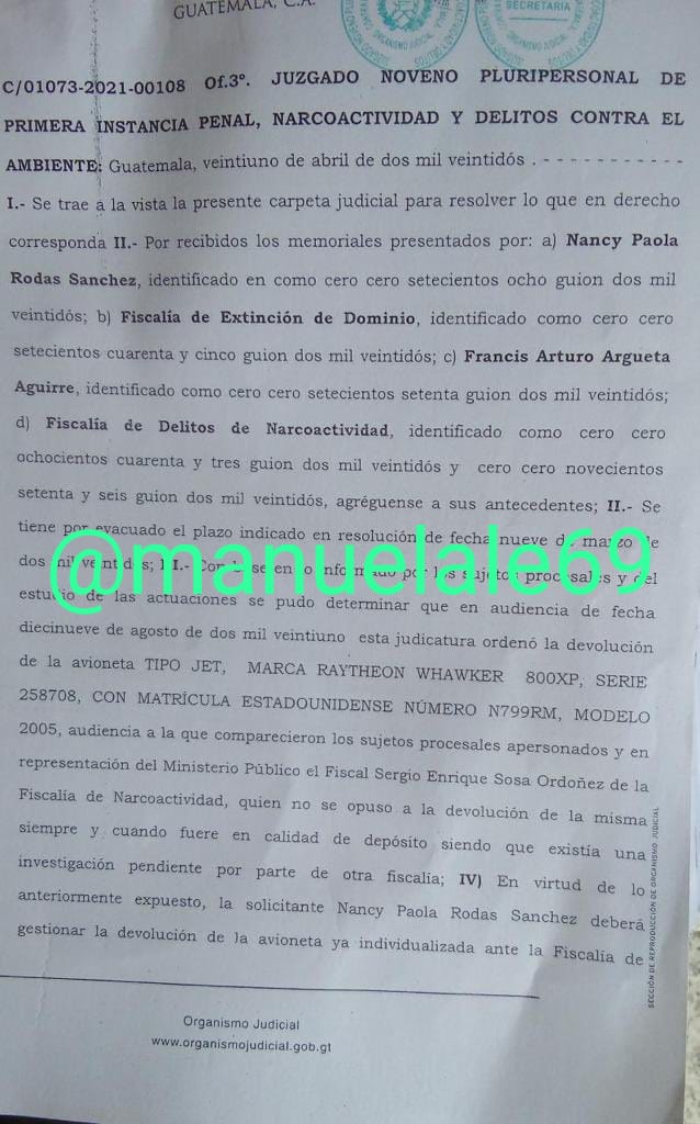 manuelale69's tweet photo. #LoUltimo #Urgente
Hoy en una audiencia celebrada en #Guatemala el Juez ordenó a la fiscalía de extinción de dominio devolver el avión al expresidente panameño Ricardo Martinelli. #CasoMartinelli
#OjoAlDato https://t.co/9MCnEdsS7j