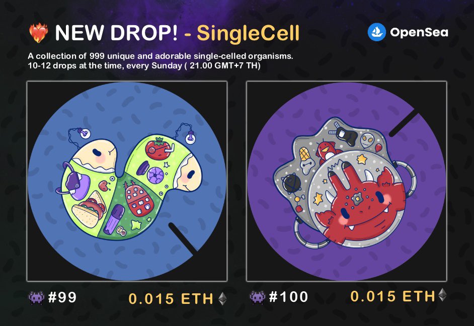 CDFT_NFT's tweet photo. 🔥 NEW DROP !!!🔥

🚀Collection SingleCell🚀
👾 singlecell#099 - 100 | 0.015 ETH 

🟢Available Now 🧫 https://t.co/yC0IlXrllF

#NFTCollection #NFT #NFTCommunity #opensea #NFTTHAILAND #nftart #NFTartist https://t.co/ws4qadLdb9