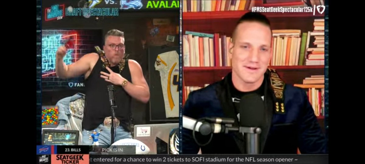 dp3dp's tweet photo. @PatMcAfeeShow &amp; @AaronRodgers12
 are an absolute Championship duo!
#PMSDraftSpectacular #PMSSeatGeekSpectacular125k https://t.co/SkTq9YH3YO