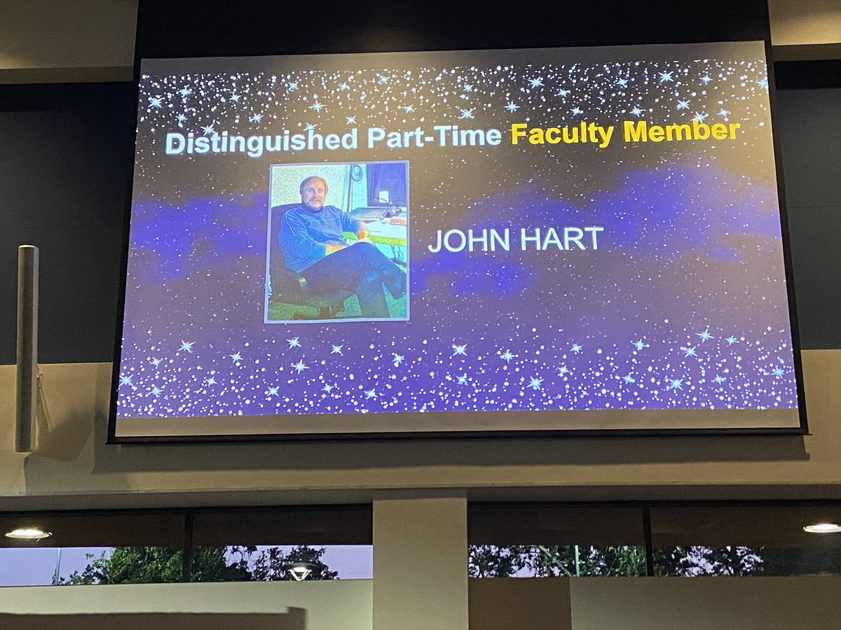 mshults's tweet photo. Congratulations to John Hart, this year’s Distinguished Part-Time Faculty Member. Best of luck on your retirement after 38 years teaching as well as working in various media. #csufcommweek2022 https://t.co/yVrDALQ7xk