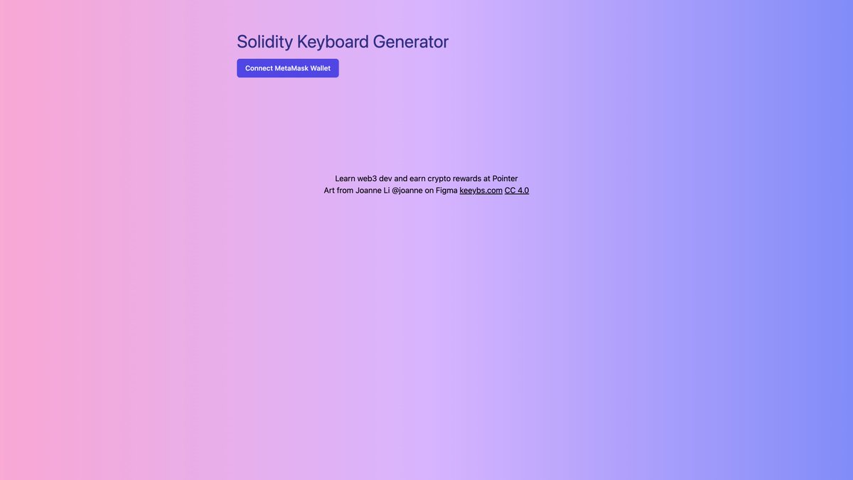 0xhm7's tweet photo. Just built the Solidity Keyboard Generator by @pointer_gg 🎉

Thanks for this tutorial! 😀

Vercel : https://t.co/4phdp7A1WL https://t.co/372ZcuV2VC