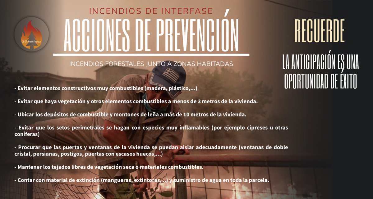 ℹ️ #Prevención:

¿Tienes una vivienda en zona forestal o próxima a ella? 

¡Prepárate! Pero prepárate mucho tiempos antes de que pueda llegar a suceder.

#IIFF #IF