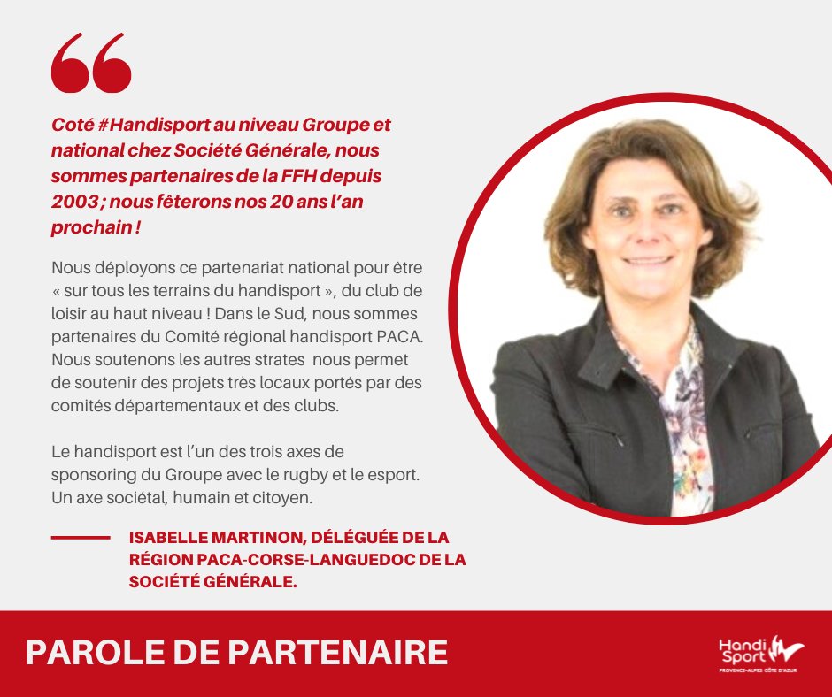 #partenaire

🤝 PAROLE DE PARTENAIRE 🤝

Société Générale, partenaire officiel, soutien depuis plusieurs années le programme #jeune du Comité Régional !  

Retrouvez l'intégralité de l'article sur notre site ➡️ handisport-regionsudpaca.fr/jeunes/parole-…