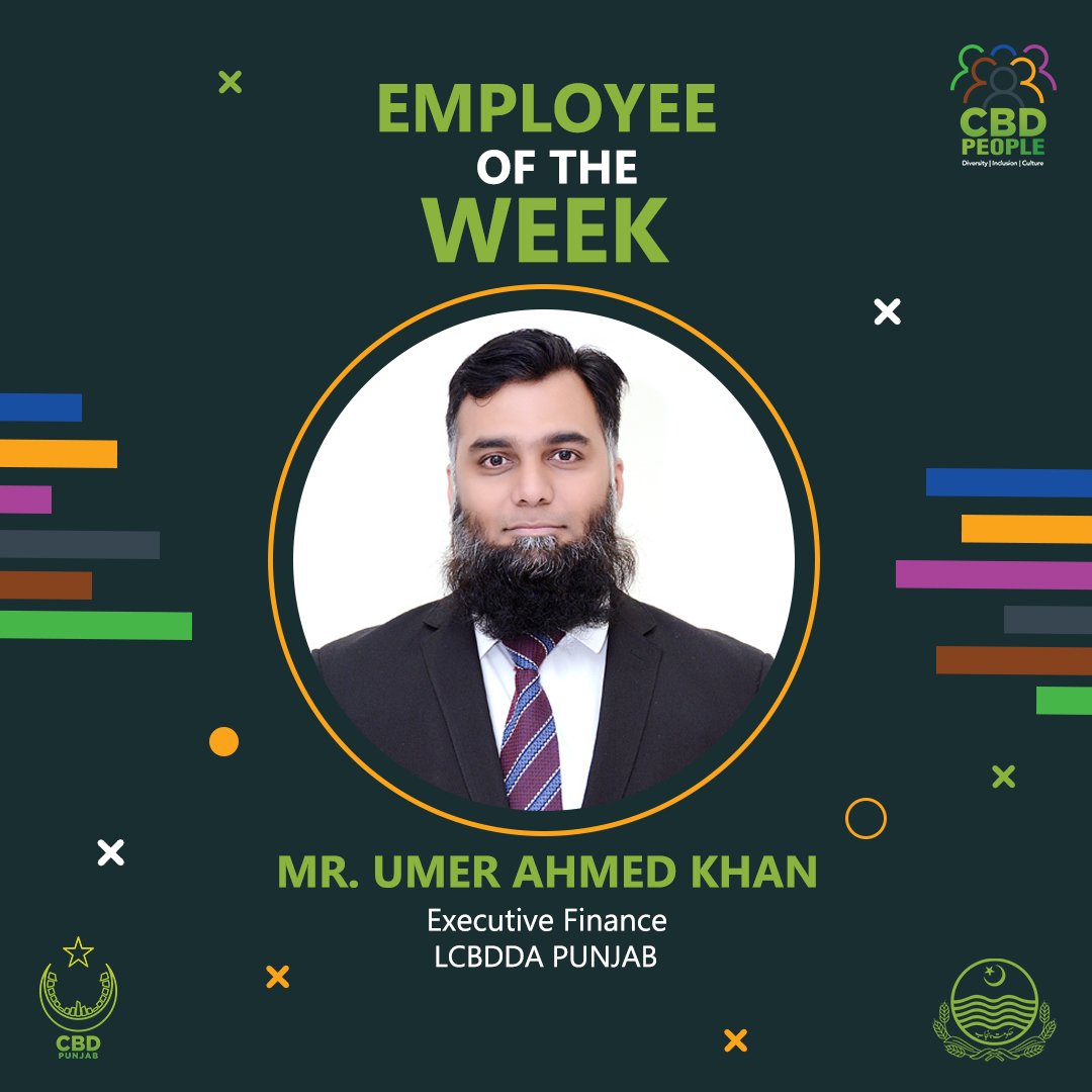 CBD_People's tweet photo. CBD People are delighted to announce Employee of this Week⭐ "Umer Ahmed Khan", Executive Finance. We totally appreciate and acknowledge your combination of talent and skills that add up to great performance.
Keep up the Good Work!

#staroftheweek #talent #work #cbdpeople https://t.co/dswkqbfxpK