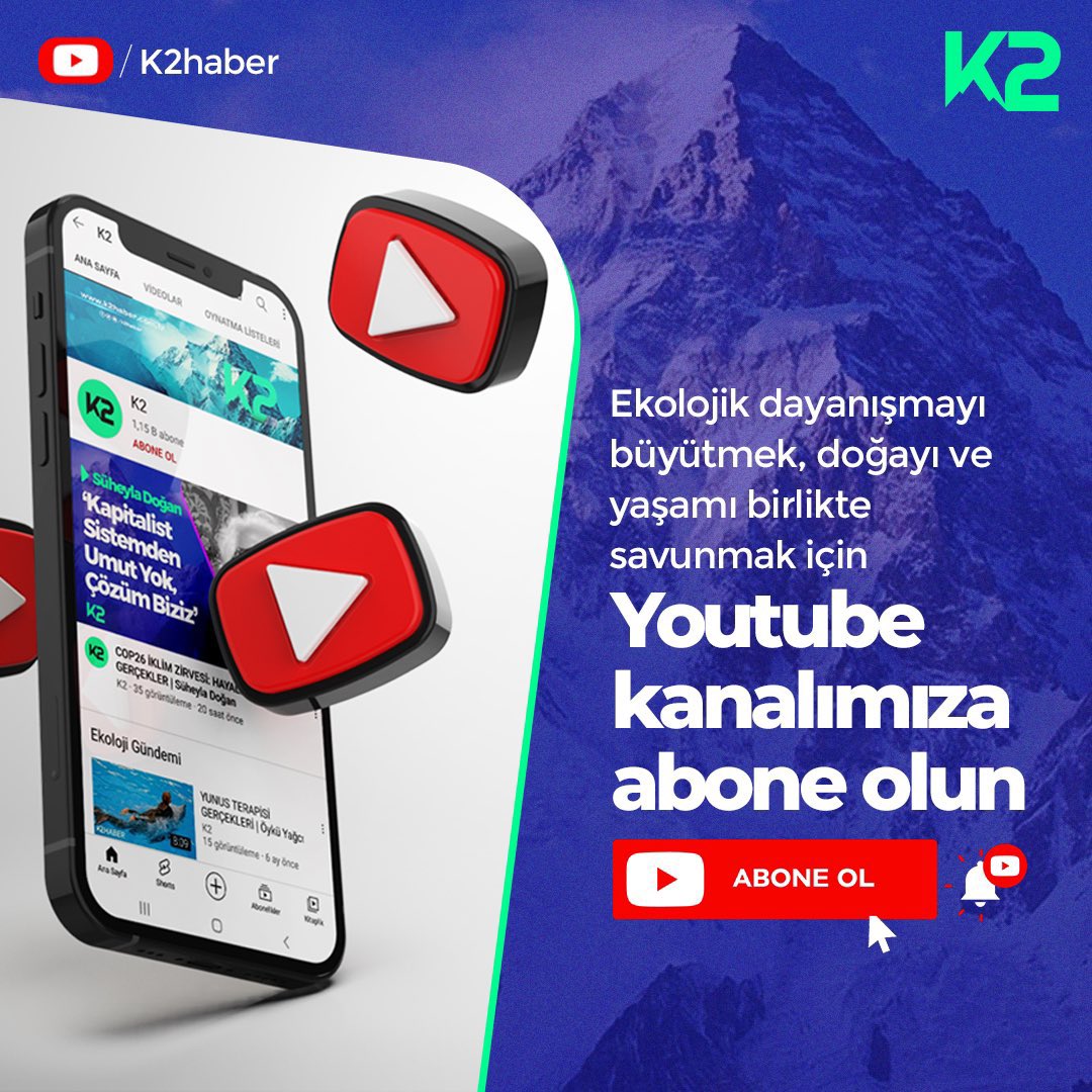 k2haber's tweet image. 📢 Youtube Kanalımıza Abone Oldunuz Mu?

🍃🌍 Doğayı ve yaşamı birlikte savunmak için Youtube kanalımıza lütfen abone olun 🙏 #K2TV #K2Haber

Ücretsiz abone olmak için 👇
🔗 bit.ly/K2HABERTV