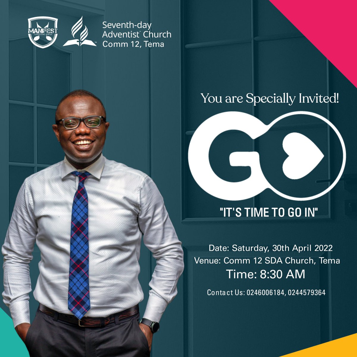 manifestint's tweet photo. #ItsTimeToGoIn || Go!! God is waiting for you. 
Remember to come with a friend (preferably a non-Adventist).
||#KeepPrayingWithUs || #TheManifestIs20 || https://t.co/DOvZGvgT9q