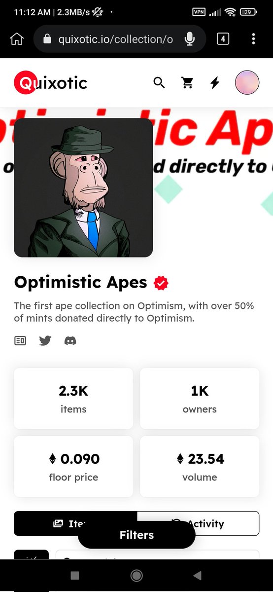 amiryaz00515427's tweet photo. floor : 0.09eth
thanks @OptimisticApes 🌹🌹
#nft #op #opape #l22 #Optimism https://t.co/JFdgIaQdbo