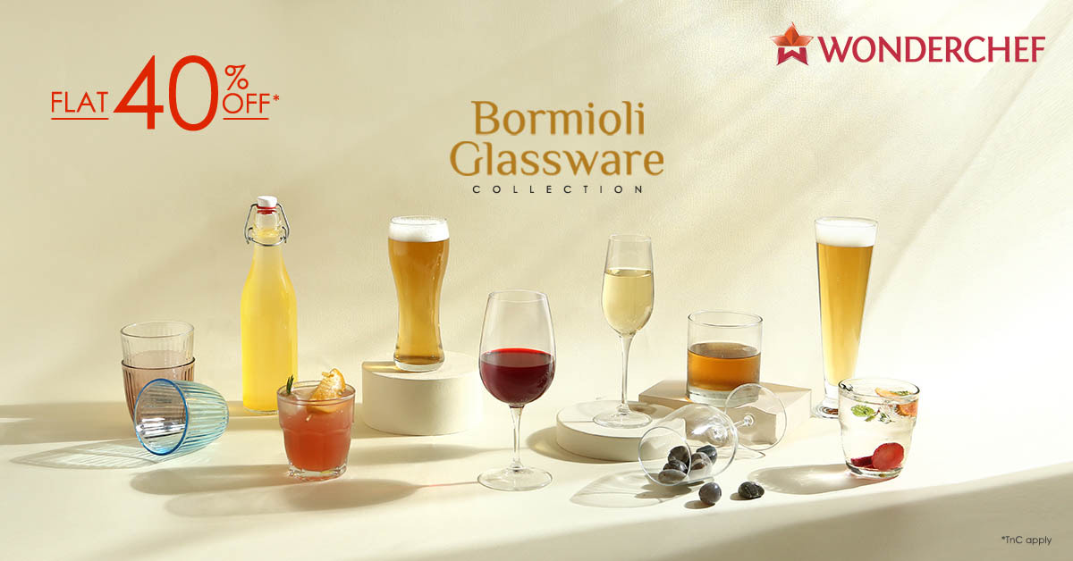 wonderchef's tweet photo. Clink..clink..clink..๐ท๐ฅ We have an announcement! ๐
Get FLAT 40% OFF on these exquisite pieces of #glassware, barware, and stemware from Bormioli, designed with the only goal; of commemorating 'togetherness'. ๐
#DesignYourHappyPlace #WonderchefLife https://t.co/MKatYgsgnJ