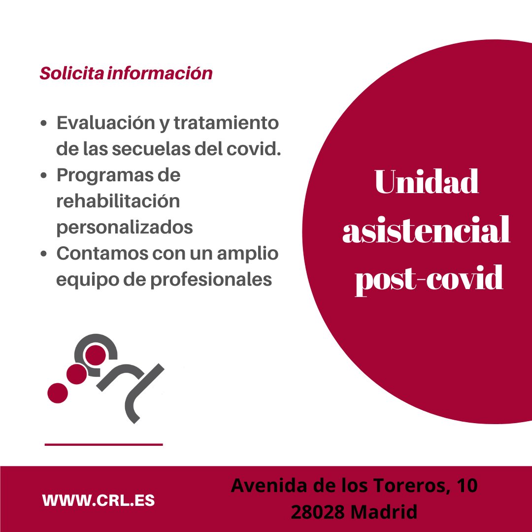 CRLMadrid's tweet photo. Unidad Asistencial Post #Covid en @CRLMadrid. Contamos con un amplio equipo de profesionales formado por #foniatra, #médicorehabilitador,  #logopedas,#fisioterapeutas, #psicólogo, #neuropsicólogo, #terapeutaocupacional. Solicita tu cita en https://t.co/kkIZZREn5C https://t.co/bmY3J7Ixg3