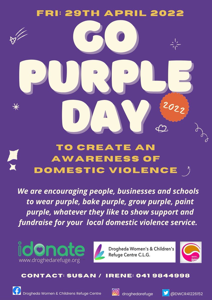 DroghedaChamber's tweet photo. Drogheda Chamber supporting Go Purple Day, raising awareness of domestic violence
IDonate https://t.co/5EyaMTozda
#ElevatingDrogheda #GoPurple #droghedarefuge #EndViolenceAgainstWomen #safeireland https://t.co/6URHDLEvpW