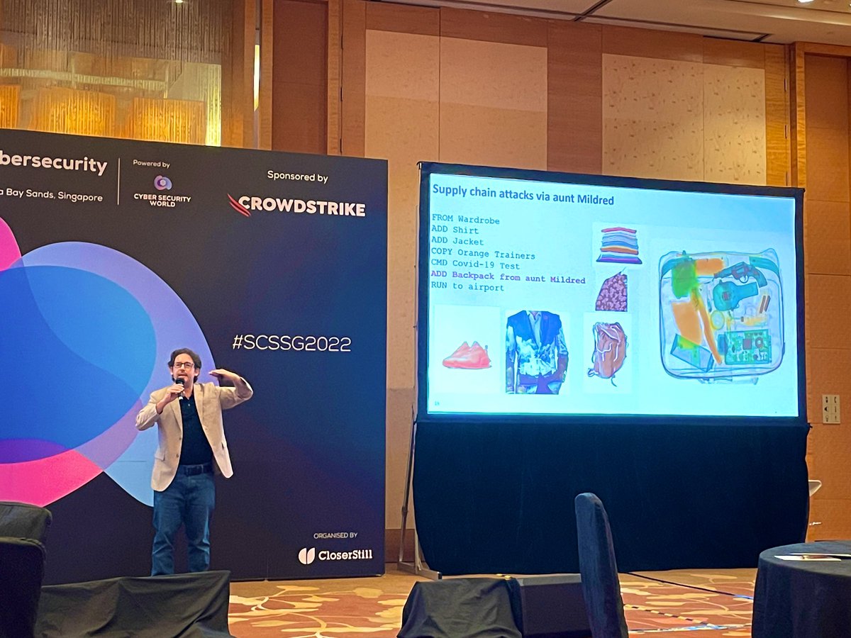 Lazy2Hack's tweet photo. Understanding the Cloud Native Attack Threat Landscape - Benjy Portnoy using relatable and digestible points to present concepts. @AquaSecTeam 

#SCS #SmartCybersecuritySummit #SCSSG2022 #DevsecOps https://t.co/SKjEA8iESY