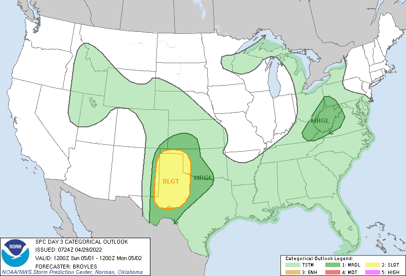 LimWeather's tweet photo. D3: #SlightRisk in N and W #Texas, W #Oklahoma and E #NewMexico. Categorical risk is centred on the #TexasPanhandle. #TXwx #OKwx #NMwx #NWSSPC #Severewx #Tornado #Hail #Wind https://t.co/VABpm9jtNU