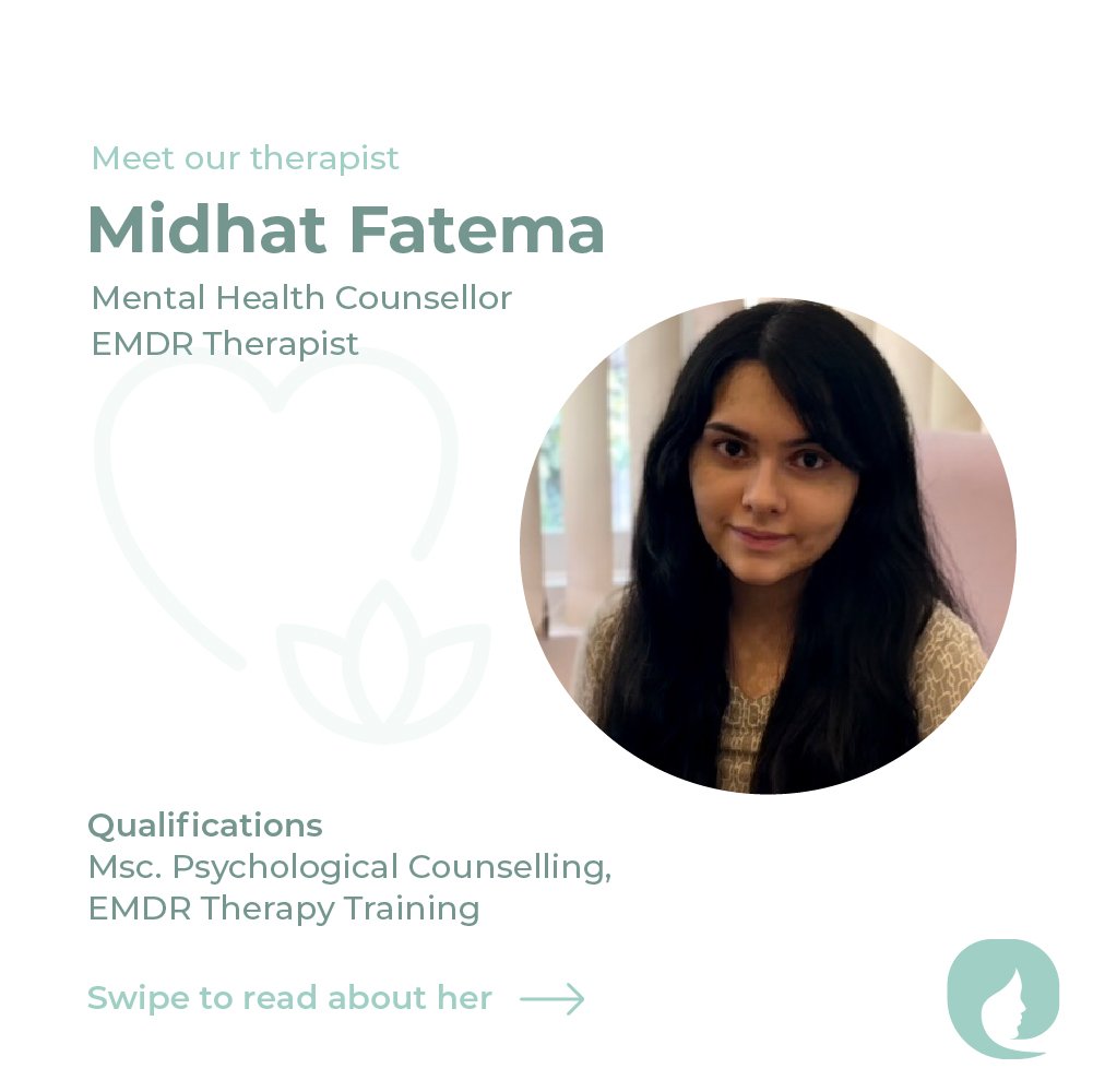 iDare_org's tweet photo. Introducing our in-house counsellor: Midhat Fatema 

She can help you deal with the following issues, and more: 
🤍Relationship and Family issues
🤍Dealing with trauma
🤍Self-growth and confidence 
🤍Interpersonal issues
🤍Anxiety and Depression 
🤍Academic issues https://t.co/zCJzpl8LPp