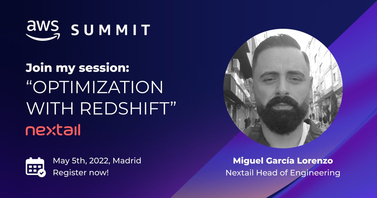 Nextail_co's tweet image. 🎤#AWSSummit Madrid speaker announcement!

Join Nextail Head of Engineering Miguel García Lorenzo (@Miguelglor) for the session on optimization with RedShift (session en 🇪🇸)!

🗓️ Thursday, May 5th @ 4PM!

Register now! aws.amazon.com/es/events/summ…

#agileretail #awssummit2022
