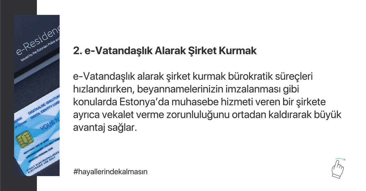 🇪🇺 🇪🇪 Estonya’da şirket kurmak birçok girişimcinin ilgisini çekiyor. Peki Estonya’da #şirket kurma süreci nasıl işliyor? Sizin için derledik.

Detaylar blog yazımızda 👉 blog.mukellef.co/estonyada-sirk…

#estonyadaşirket #estonia #şirketkurmak #hayallerindekalmasın #mukellefco #mükellef