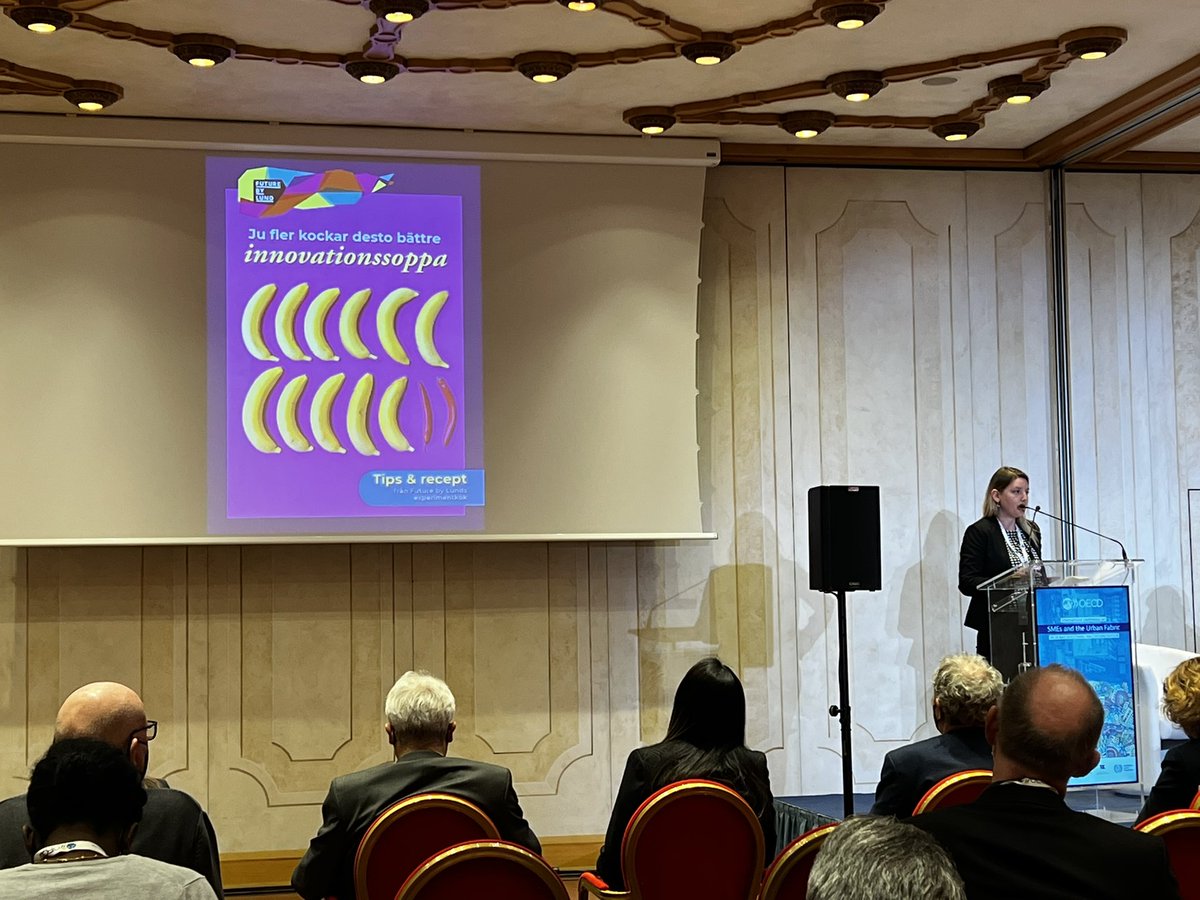 MAndersson_77's tweet photo. Do more chefs make a better “innovationsoup”?

@JasnaPocek delivers an excellent speech on innovation and Future by Lund at the International Conference on “SMEs and and the Urban Fabric” in Trento. 

#OECDsme
#entrepreneurship https://t.co/cReTYbUhH4