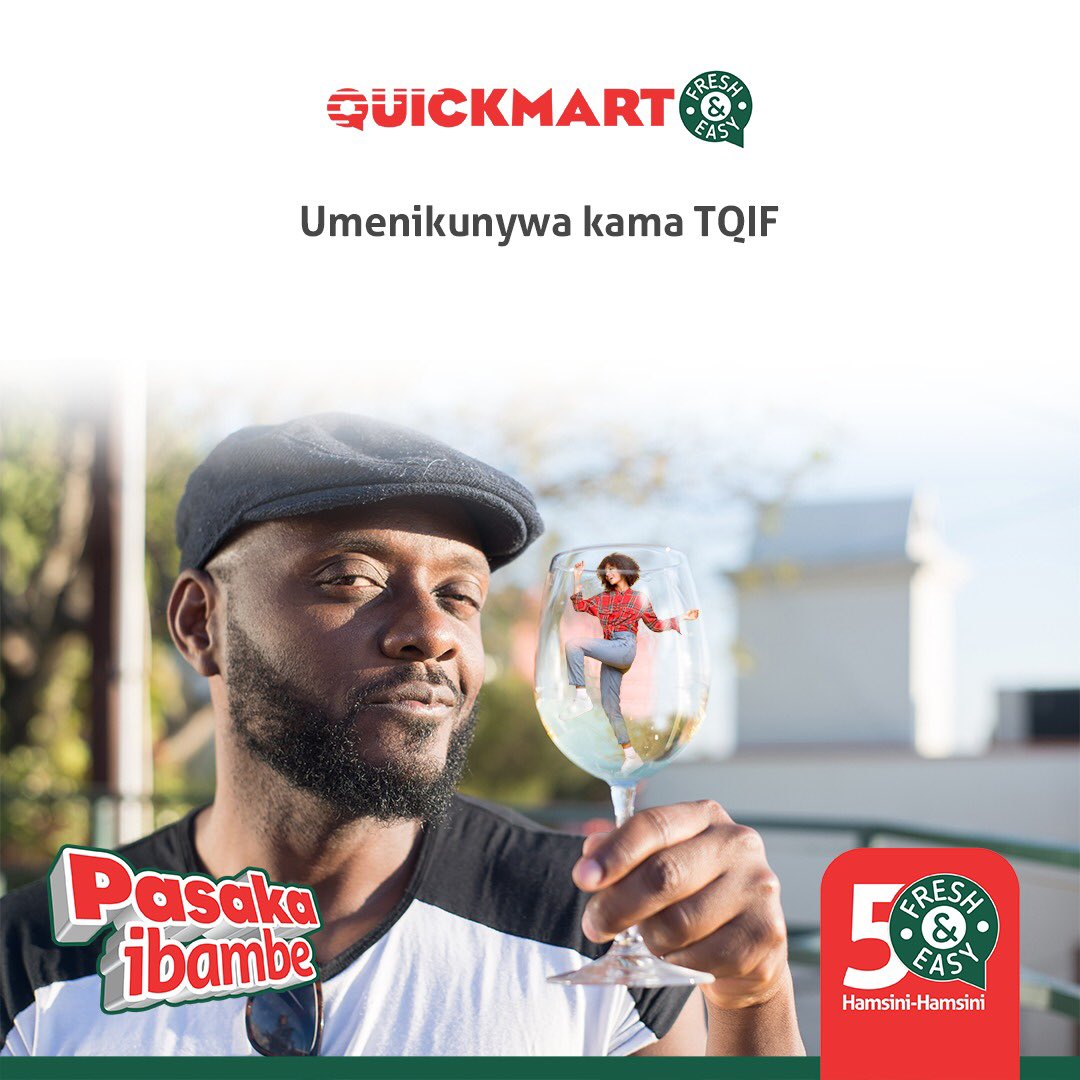 QuickmartKenya's tweet photo. Today tumepata TENDER ya TINDER. Take a risk and shoot your shot by tagging your crush and tell them you’d like to share a TQIF drink with them.

#FreshandEasy
#PamojaNawe
#PasakaIbambe
#Quickmart50
#HamsiniHamsini https://t.co/ScWlUWrVJu