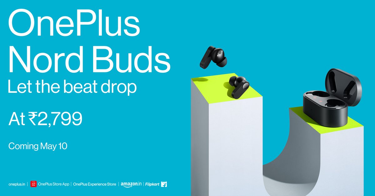 OnePlus_IN's tweet photo. Let the beat drop. Get the bass on. The all-new #OnePlusNordBuds are here to rock the town. Open Sale starts May 10th. https://t.co/muN4TN5jKS