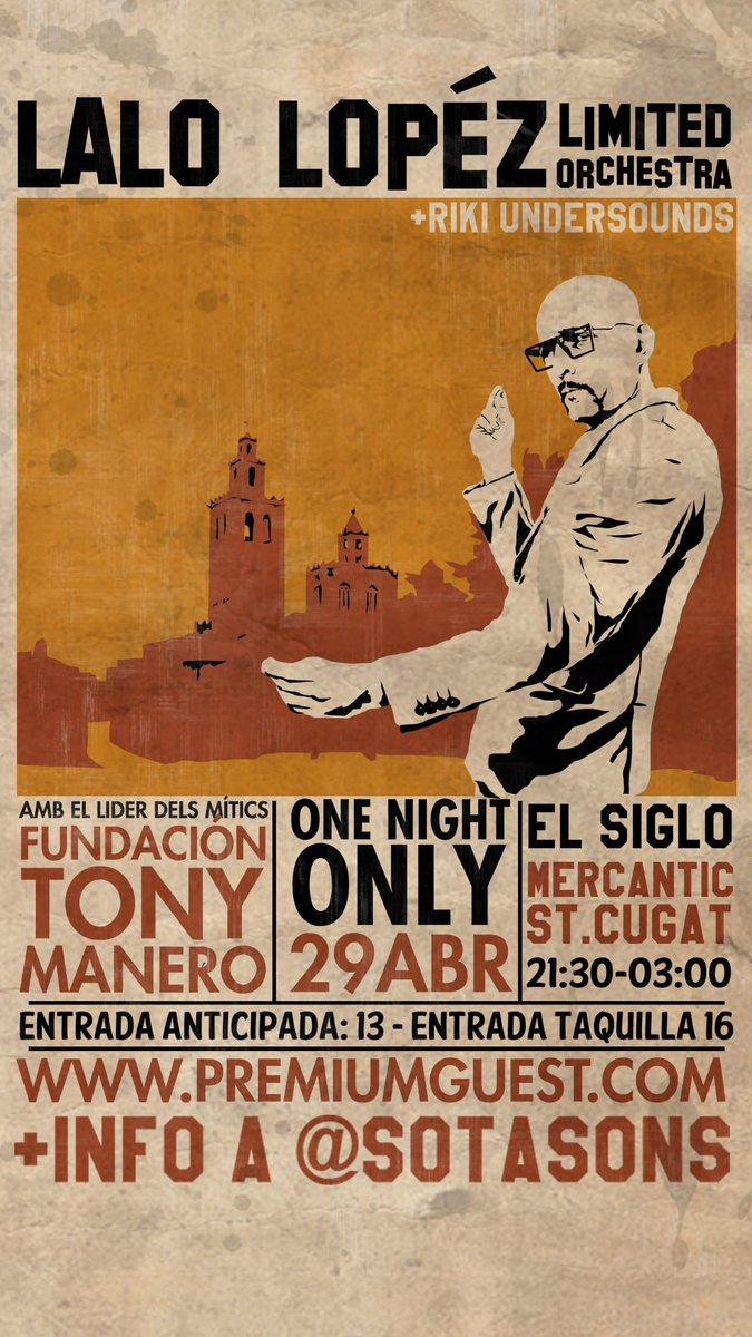 Pipol! Tonight a <a href="/siglomercantic/">El Siglo Mercantic</a> #LaloLópezLimitedOrchestra a les 22:00! Nova banda, nova merda, funk entranyable as usual! Entrades a sales.premiumguest.com/sotasons-/es/s…