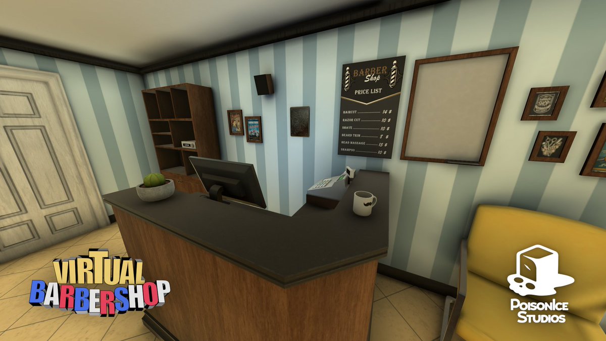PoisonIce_S's tweet photo. !! Virtual Barbershop !! 
Coming Soon on Meta Quest 2!
#Screenshot #Oculus #OculusQuest2 #VirtualBarbershop #MetaQuest https://t.co/GO2OUgEhO1