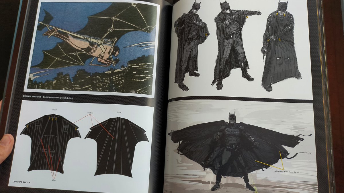 The art of #TheBatman finally arrived yesterday. I love all the sketchy blueprints, shared production insights and how the team also flashed out smaller things like meaningful bat cave and bat suit props. Only the glossy paper choice is a mistake for so much dark content imho. 