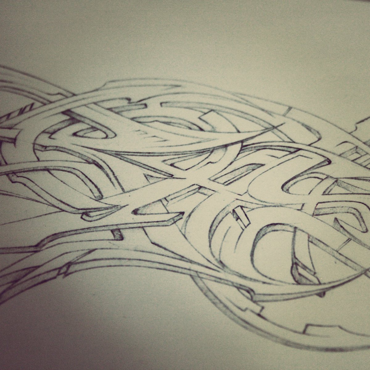 Closeup of a pencil sketch circa 2009. More at raseone.com #graffiti #lettering #wildstyle #raseone #fulltimeartists #graffitifonts