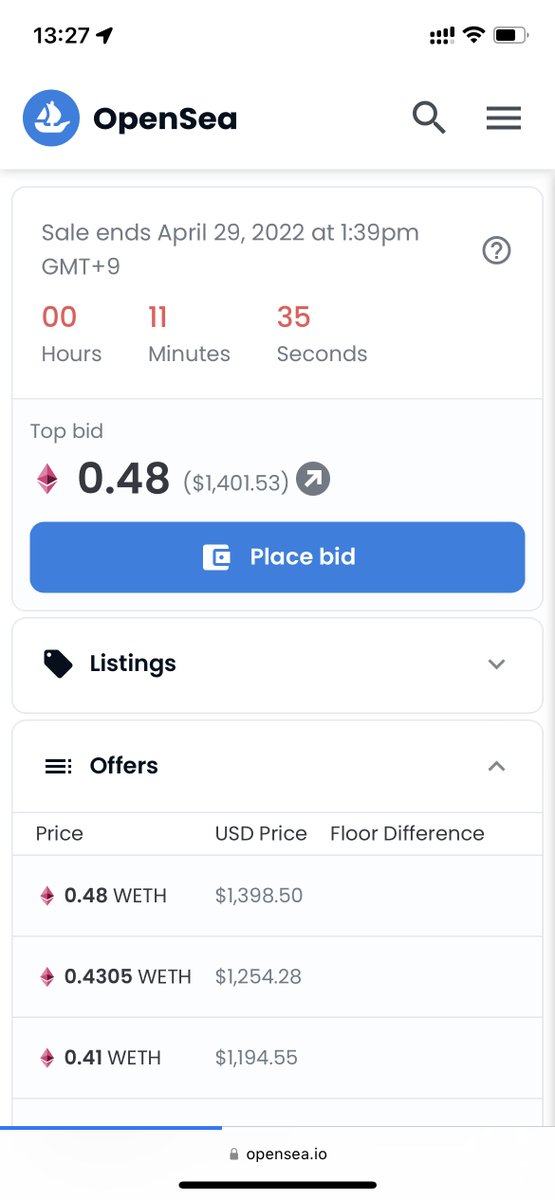 オークション、0.48 ETHまで上がってきました⚡️⚡️⚡️

opensea.io/assets/0x0e9b6…