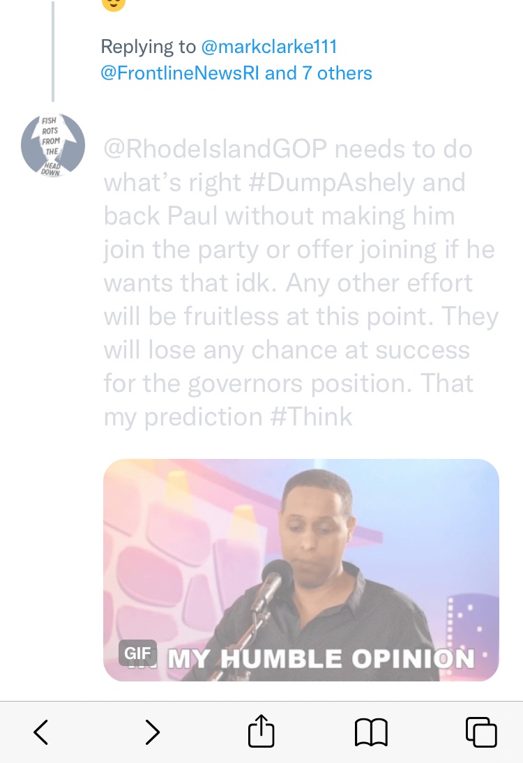 rhody_special's tweet photo. @FrontlineNewsRI @YankeeFanRI @AnnaMar87644653 @PaulRiannaJr @AshleyKalus @Coalition_Radio @markclarke111 @bidondi_dan @KaraKryptonite I sent this yesterday apparently didn’t go through. I’m pretty sure this was the thread so I rewrote it and 🤔 it won’t go through. Maybe it’s the gif. Anyways I took a pic this time so
@RhodeIslandGOP
Please #PayAttention #DumpAshley #BackPaulRiannaJR #Think https://t.co/M42FrujbC9