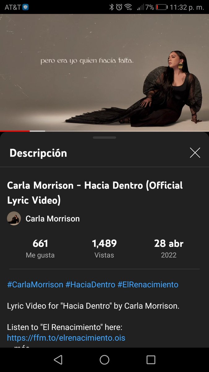 Soy un mar de lagrimas!!! 😭 Hacia Dentro se robó mi corazón!Me encantó demasiado y espero con ansias el momento cuando pueda salir de mi tormento y ser 'feliz' para poder decir que es mi canción y poder cantarla con felicidad😭 #ElRenacimiento #CarlaMorrison