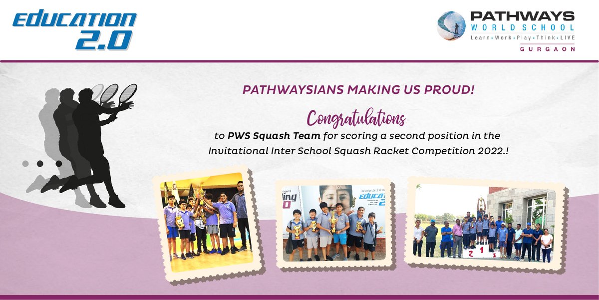 pws_gurgaon's tweet photo. PWS Squash Team displays remarkable sports skills and secure the 2nd position 🏅 in PSN Invitational Inter-School Squash 🎾 Tournament 2022.
#PathwaysSchools #SquashRacket #IBSchools https://t.co/rgS0HhITZE