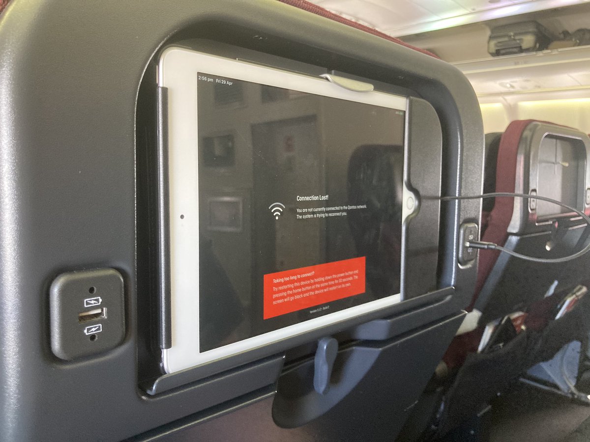 The world has moved so slow yet so fast in the last 2 years but now every seat gets their own iPad to clip to back of seats not screens! <a href="/Qantas/">Qantas</a>