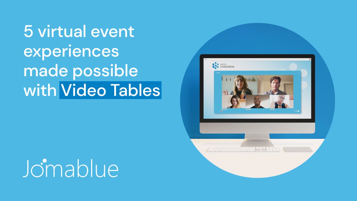 jomablue's tweet photo. Do you want to encourage attendees to connect more easily during virtual events? Discover 5 deeply engaging experiences made possible with Jomablue Video Tables: https://t.co/Vrn6LTbfQs 

#virtualevents #eventprofsau #eventindustry #eventtech #b2bevents https://t.co/FeSlkQTBYo