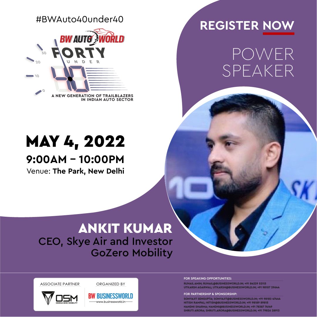 BWBusinessworld's tweet photo. Delhi, May 4: Sh. Nitin Gadkari, Hon’ble Minister of Road Transport &amp; Highways, GoI’s joining as Chief Guest &amp; Leaders of Auto-EV Industry joining under one roof for #BWAuto40under40 Summit &amp; Awards 2022 

The Park, New Delhi 
Register on: https://t.co/GhG8uDZmyJ https://t.co/aPS1YncDS4