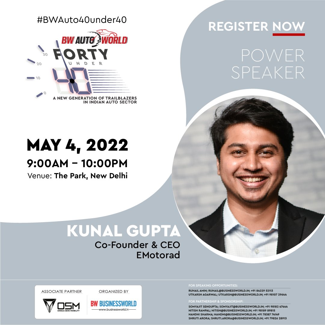 BWBusinessworld's tweet photo. Delhi, May 4: Sh. Nitin Gadkari, Hon’ble Minister of Road Transport &amp; Highways, GoI’s joining as Chief Guest &amp; Leaders of Auto-EV Industry joining under one roof for #BWAuto40under40 Summit &amp; Awards 2022 

The Park, New Delhi 
Register on: https://t.co/GhG8uDZmyJ https://t.co/aPS1YncDS4